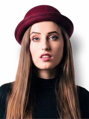 Dark Red Dome Crown Derby Bowler Hat OS NWT